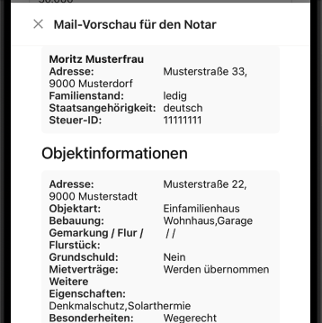 Notarvorbereitung in KIExposé für Mobiltelefon