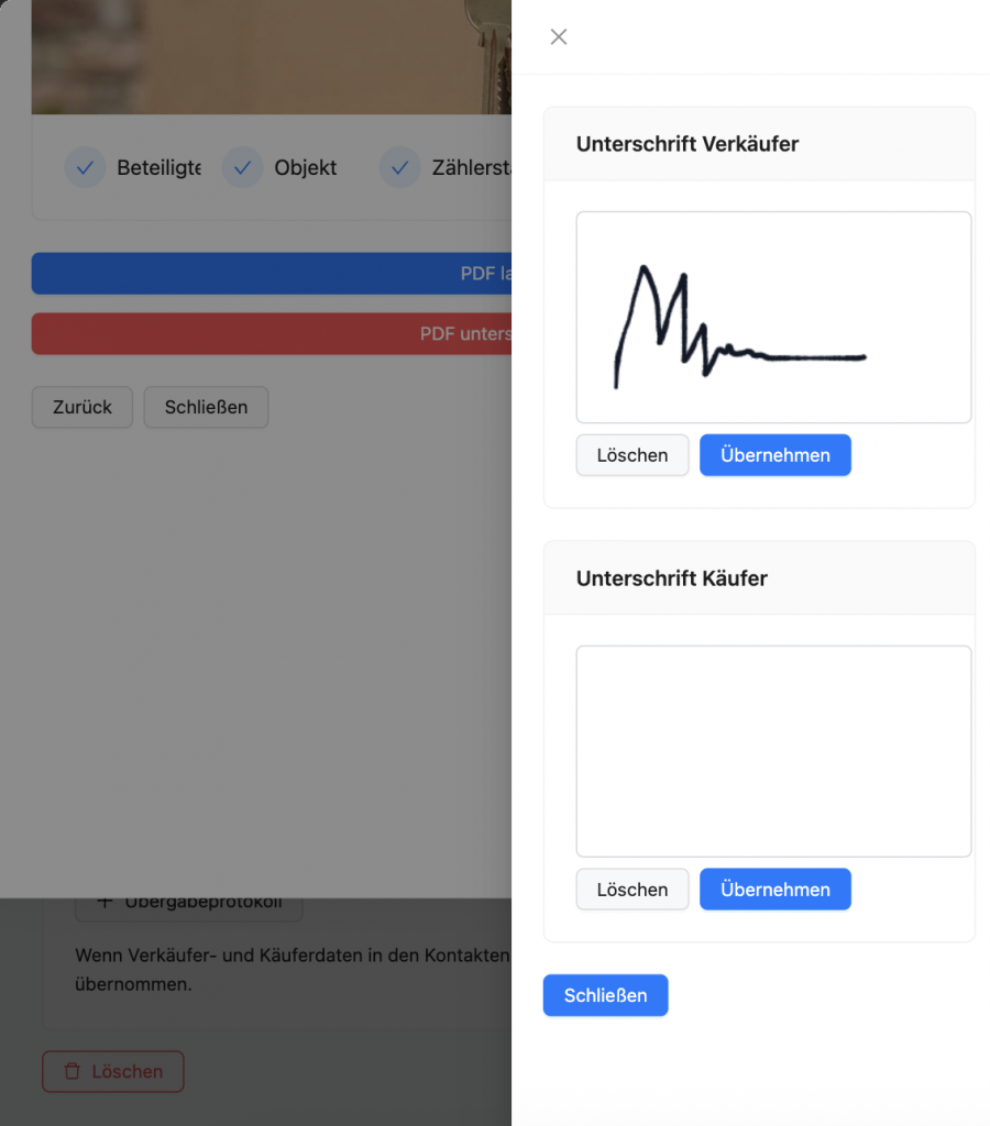 Übergabeprotokoll digital unterschreiben